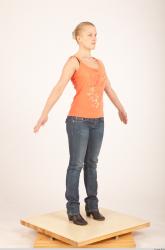 Whole Body Woman White Casual Slim Female Studio Poses